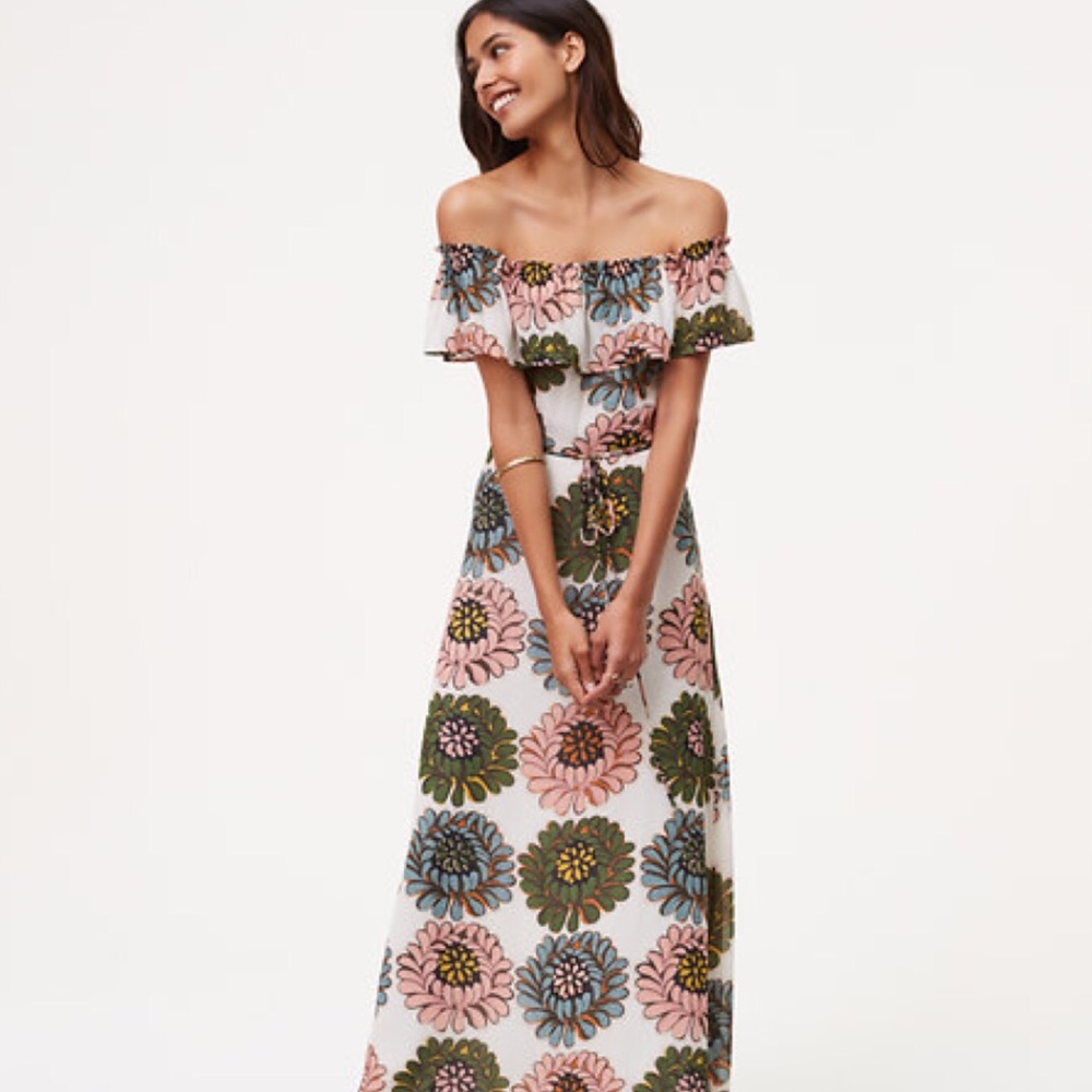 Loft • Floral Magnolia Print Long Maxi Dress